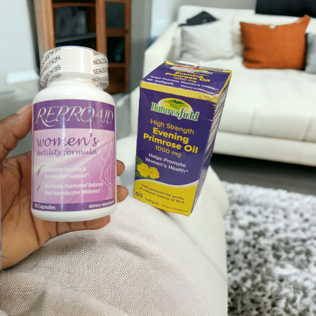 Reproaid Women's fertility formula/Evening primerose Female fertilty Booster combo promo (for fast Conception, i recommend this) - Buy Now and Get 20% off. FREE Delivery any where in Lagos.